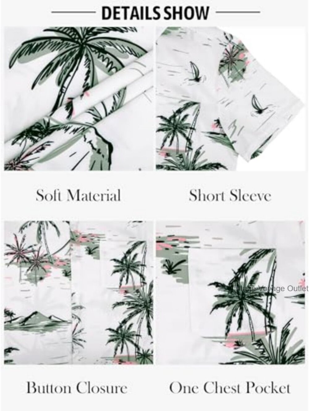 Mens Hawaiian Floral Button Down Shirt Short Sleeve Stretch Wrinkle Free Beach - Picture 6 of 6